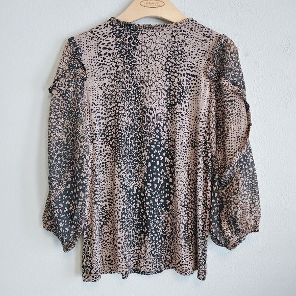 Maeve Anthropologie Jacquin Animal Print Peasant Boho Blouse Sz S - Picture 10 of 13